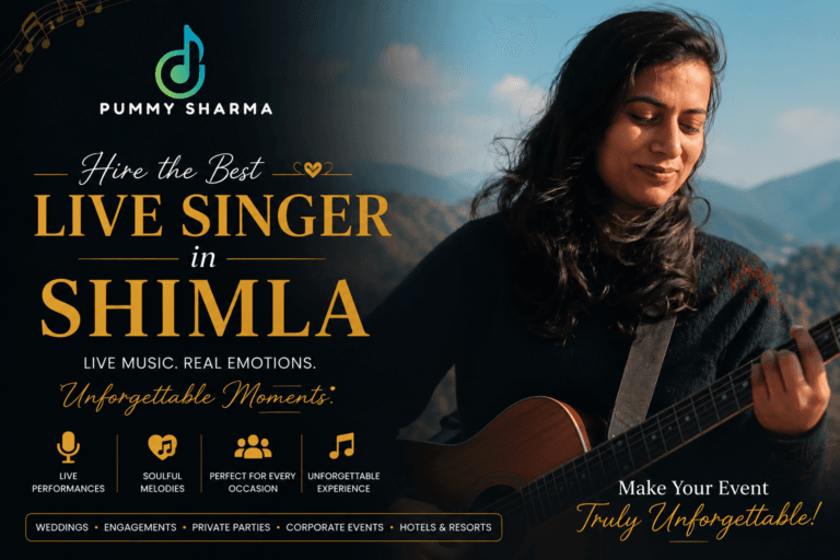 Female live singer in Shimla performing live with guitar at an outdoor event