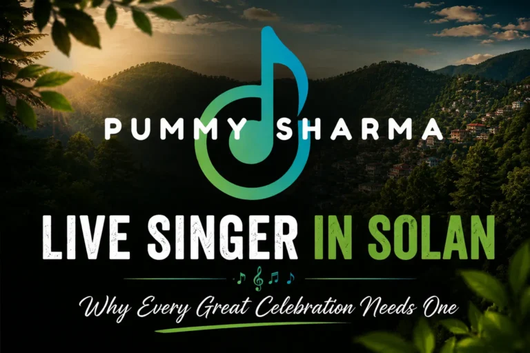 Live singer in Solan banner with Himachal hillside view – Pummy Sharma Live Music