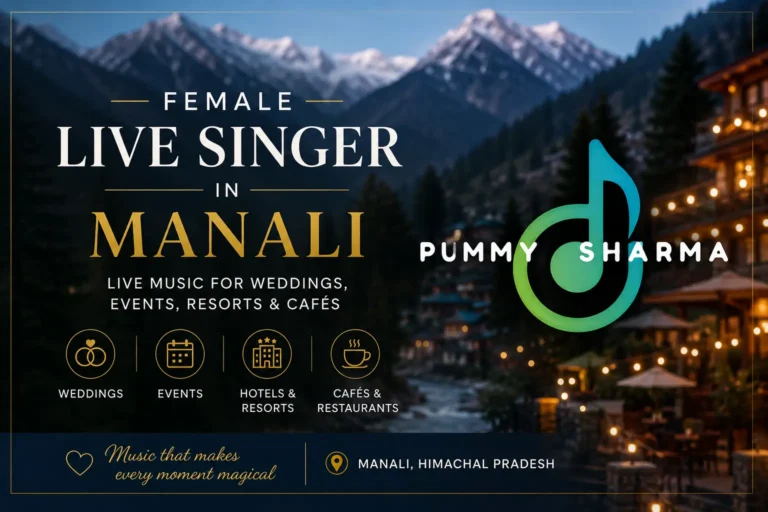 Professional female live singer in Manali performing live music for destination weddings, hotels, cafés, and private events.